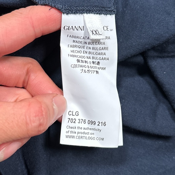 Versace Collection Cotton Dark Navy Embroidered Medusa Logo T Shirt Mens 2XL - Picture 5 of 7